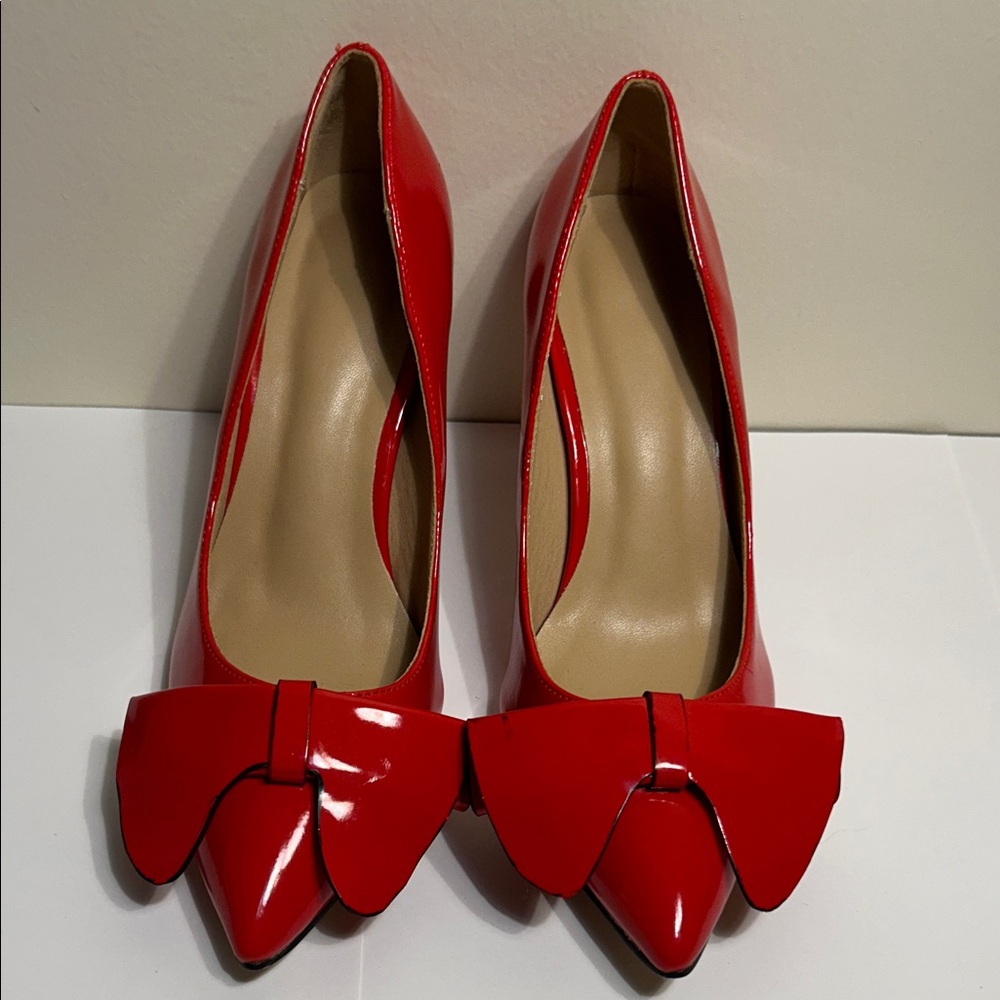 Elegant Red Bow Women's Heels